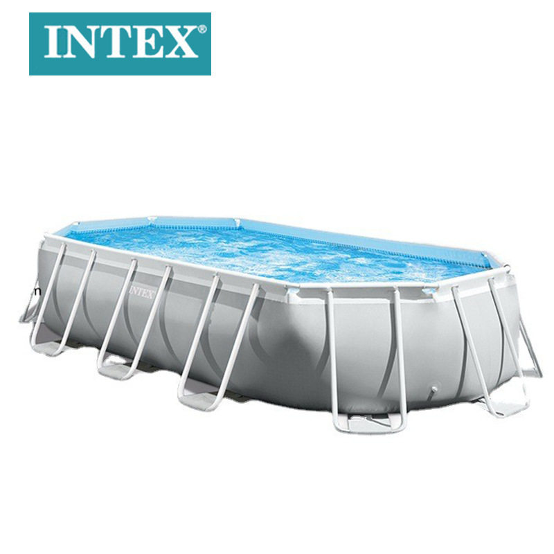 INTEX26798家庭游泳池6米椭圆管架水池套装户外聚会戏水池加厚