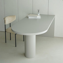 北欧简约岛台设计师客厅靠墙餐桌家用极简实木轻奢现代长条工作台