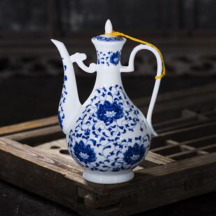 大容量烈酒壶清酒具青花瓷釉下彩景德镇制中式 陶瓷酒壶家用套装 壶