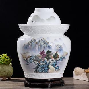 景德镇陶瓷泡菜坛高白瓷10斤20斤30斤腌菜缸四川泡菜坛内盖密封罐