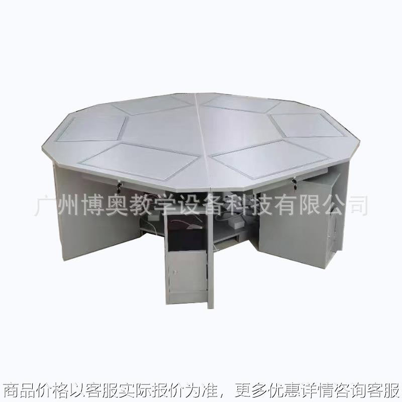 考试用升降显示器电脑桌，多媒体教室智能中控一体电动升降电脑桌