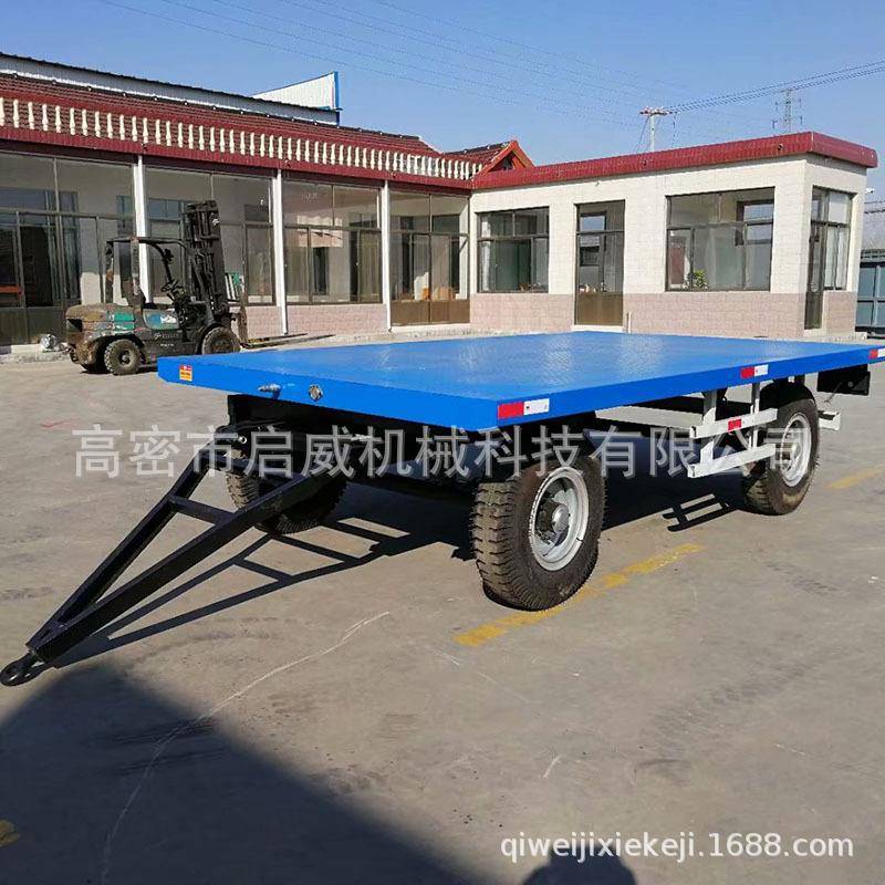 厂家供应平板拖车厂家5轮充气胎挂车拖拉机牵引拖车