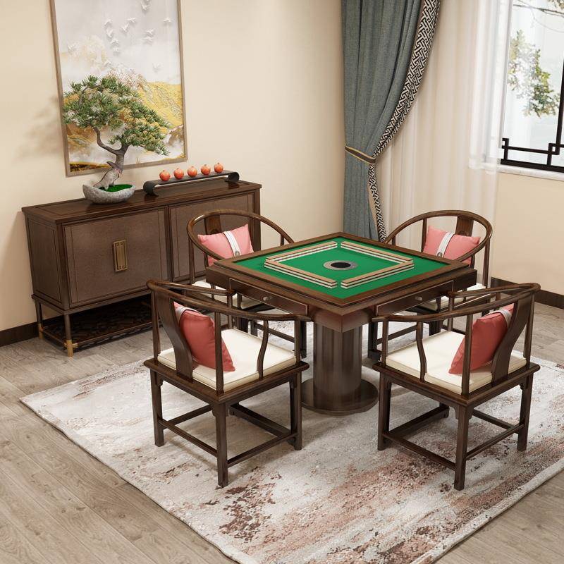 新中式麻将桌全自动实木麻将机静音棋牌桌简约餐桌两用静音家用