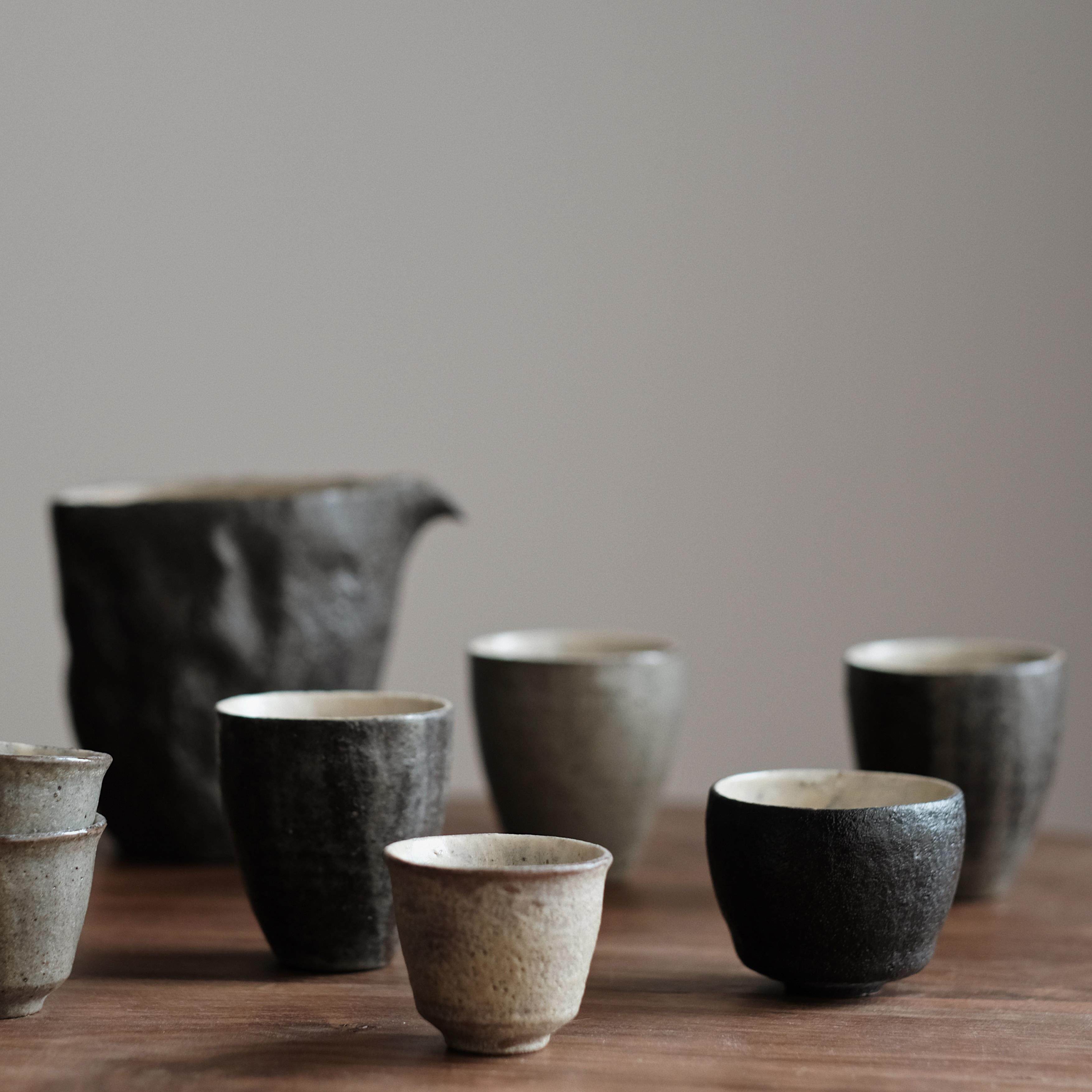 不亦室 覆今云龙 陶作者灰釉 茶杯品茗杯闻香杯 粗陶 全手工印坯