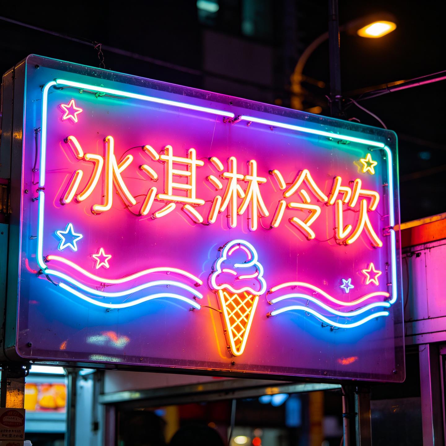 雪糕冰淇淋冷饮发光led霓虹灯灯牌定制咖啡店冰行夜市摆摊广告灯