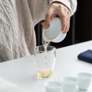 旅A212行茶简约风羊脂玉便旅白瓷户外旅游车载随身玻璃茶具行 携式