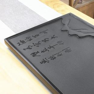 天然乌金石茶盘功夫茶台盘单独复古客厅家用石茶盘托盘整块排水盘