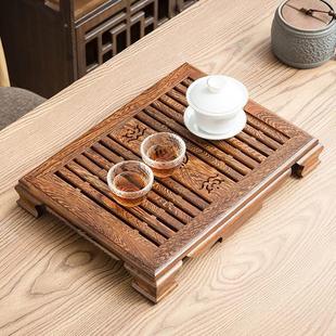 功夫茶具大号茶海简约储水式 鸡翅木茶盘家用茶台实木抽屉式 茶托盘