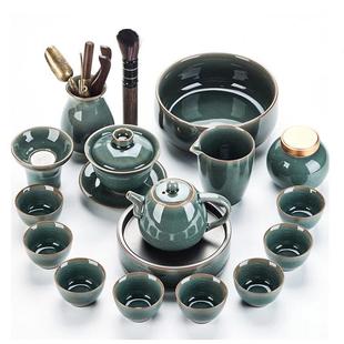 家用高档办公会客轻奢茶壶中式 哥窑茶具套装 整套陶瓷茶杯功夫泡茶