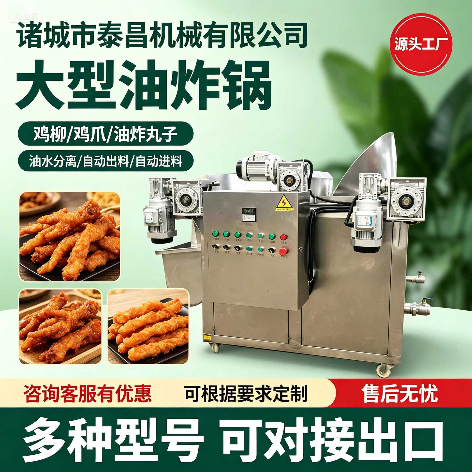 大型油炸锅商用鸡柳鸡排油炸设备食品厂用油炸丸子油炸机器厂家
