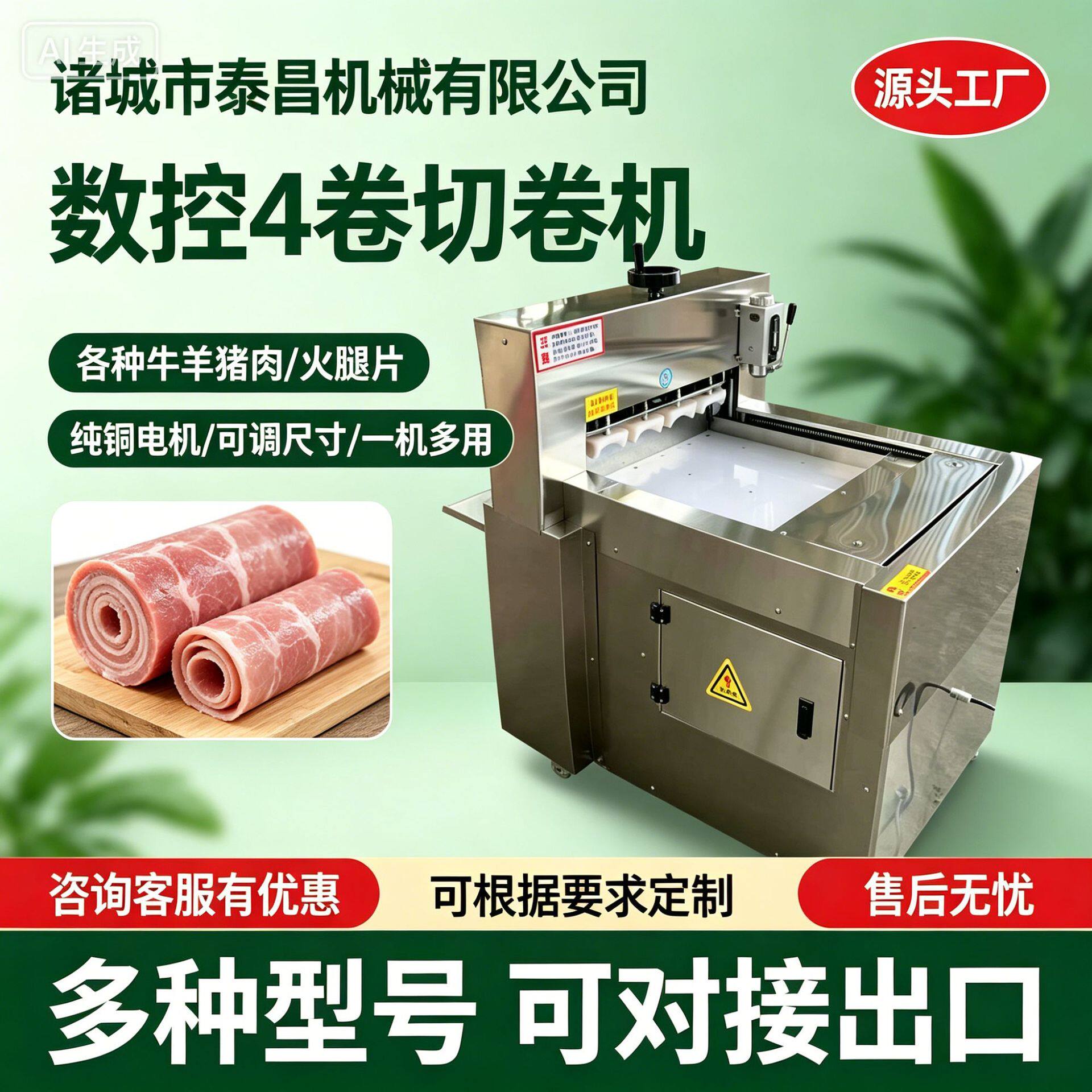 全自动4卷切卷机阿胶糕切片机不锈钢乌鸡卷切制机牛羊肉切肉机器