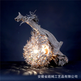 厂家销售手工工艺木质台灯落地灯民宿餐厅咖啡馆朽木树枝装饰灯具