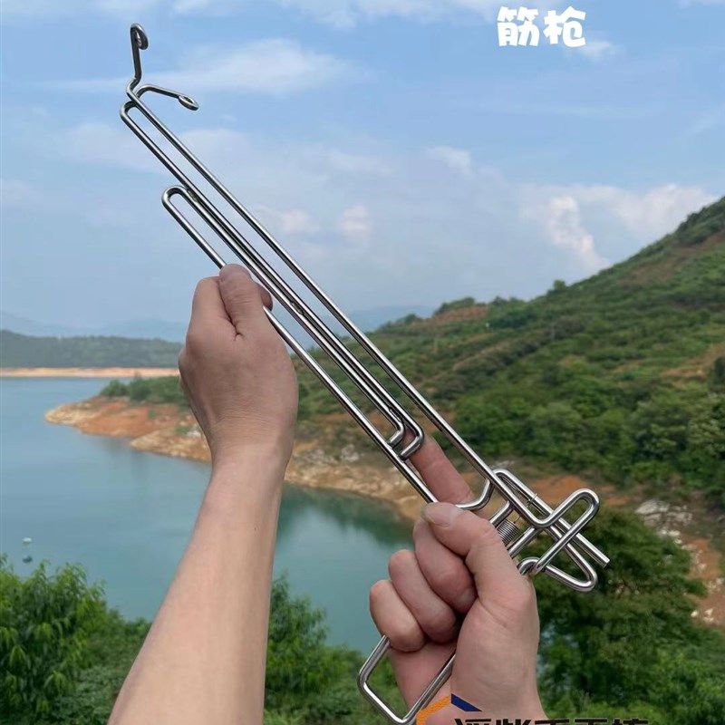 304不锈钢C款 铁丝枪p 皮筋枪 纸弹枪 7080后传统玩具 纯手工制作图片