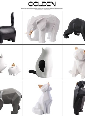 小可爱猫咪卡通动物摆件砂岩材质北欧F简约装饰礼物儿童房桌面软