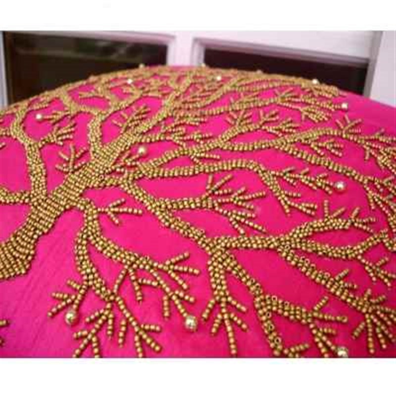 新款新品玫红色欧式靠垫枕套手工钉珠抱枕沙发靠背  X工厂直供承