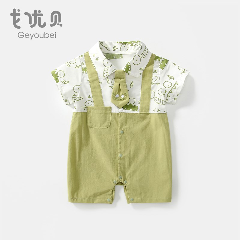 婴儿衣服夏装薄款新生男女宝宝连体衣满月百天超萌哈衣爬服夏季