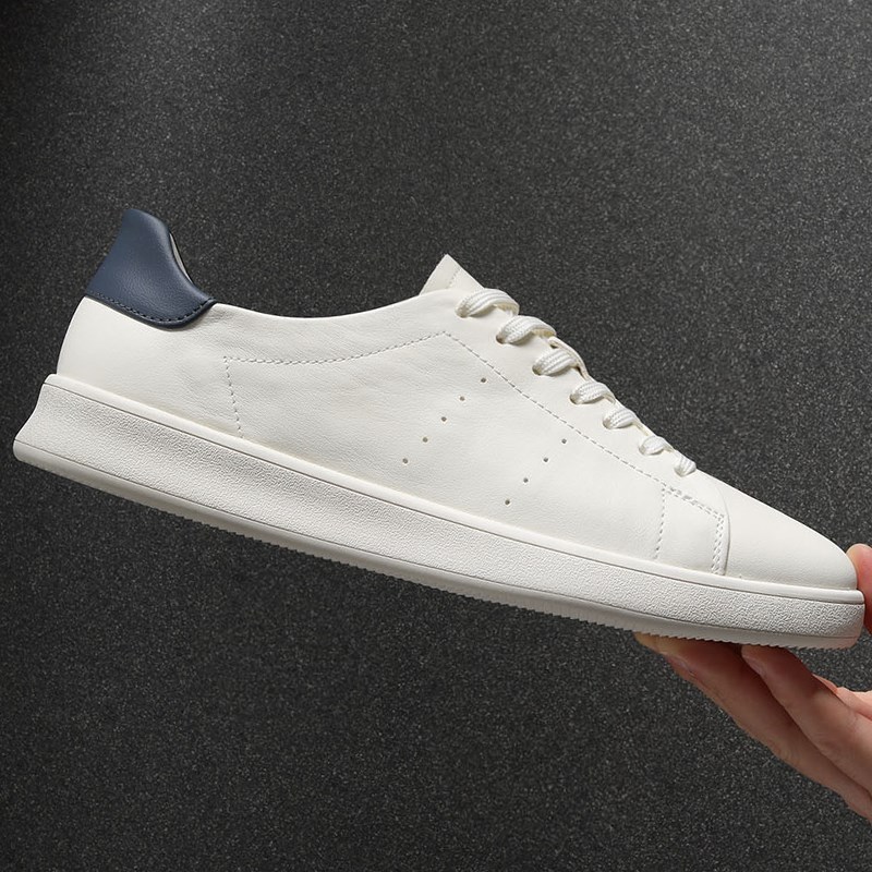 真皮男鞋纯色小白鞋素面透气休闲皮鞋2025春夏季软底耐磨轻便板鞋