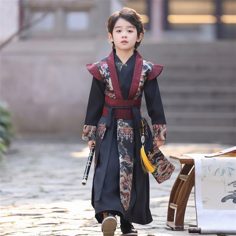 汉服男童春装中国风古装武侠帅气儿童国学服长款幼儿园古风演出服图片