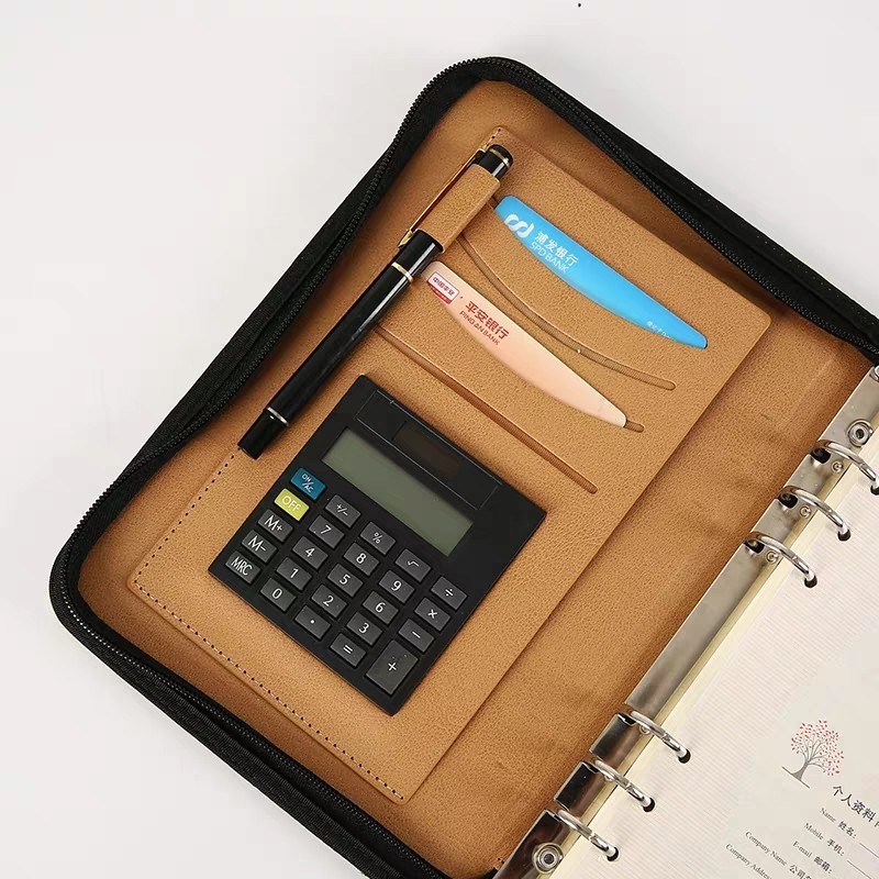计算器笔记本文具活页本拉链包记事本商务日记本子办公礼品可定制