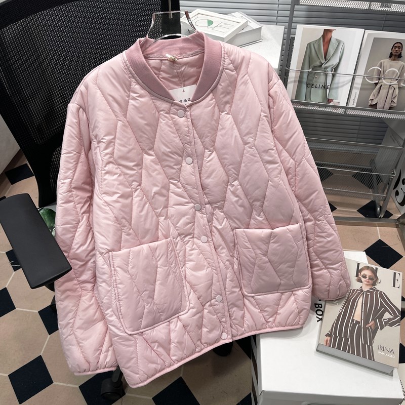 胡子叔大码羽绒棉服女轻薄立领小棉衣冬季新款胖mm简Y约棉袄外套