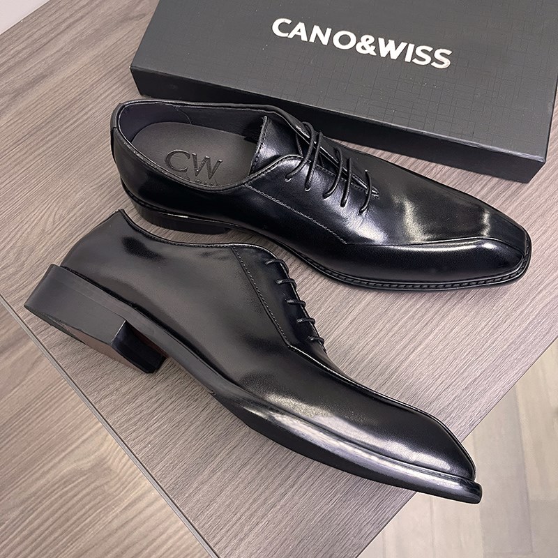 CW高端正装皮鞋男鞋牛津鞋英伦风透气结婚新郎商务休闲厚底复古