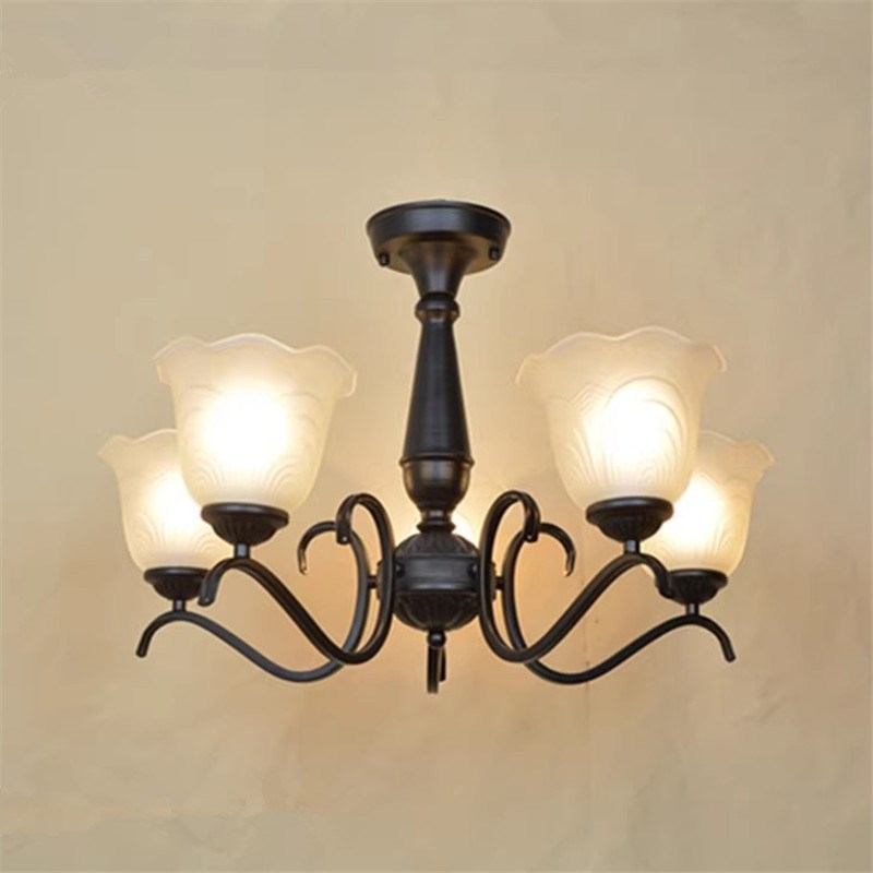 欧式铁艺返古简约客厅卧室餐厅书房田园乡村美式吊灯灯具灯饰新款