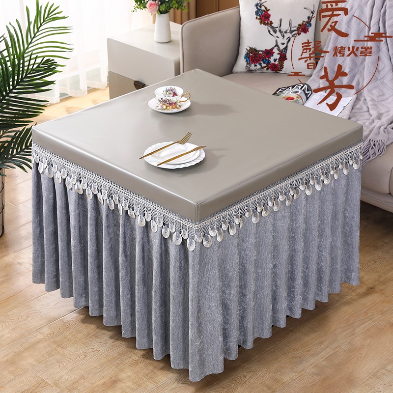 夏季薄款烤火炉罩电烤炉罩u烤火炉桌布罩正方形防水防油防烫桌罩