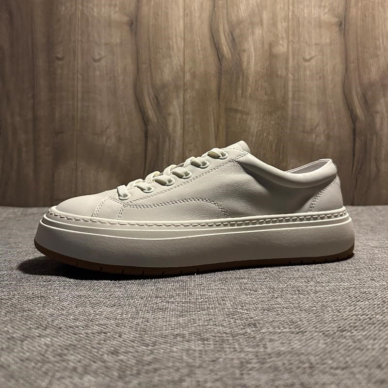 牛皮小白鞋2025春季男士百搭休闲舒适透气软底板鞋皮鞋真皮运动鞋