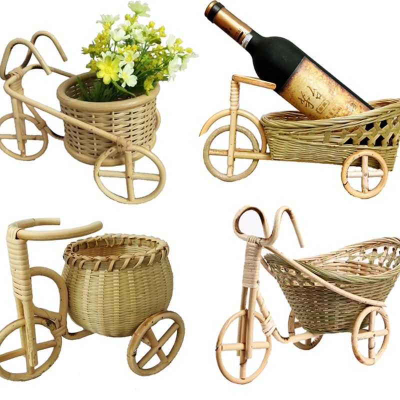 手工竹编篮收纳筐水果篮干果盘子餐具三轮车创意工艺品装饰小摆件,特色手工艺,竹编/竹雕,淘宝优惠券,粉丝福利购,淘宝优惠卷