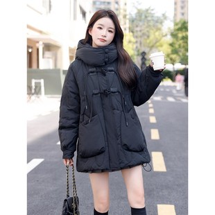 A字版宽松羽绒服i女中长款小个子胖mm孕妇加肥加大200斤特大码轻