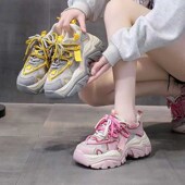 爆款 2024年夏季 镂空彩色老爹鞋 女网红超轻厚底百搭W耐磨防臭运动