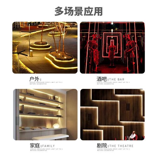 柔性12/24V低压ledv节能户外防水火嵌入式可弯曲硅胶灯带线条灯