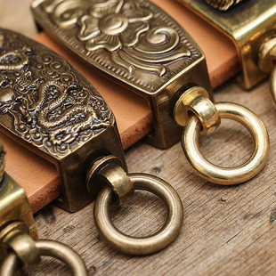 皮带铜环艺术实心铜扣皮带环尾固定圈通用身腰带介子男钥匙挂钩扣