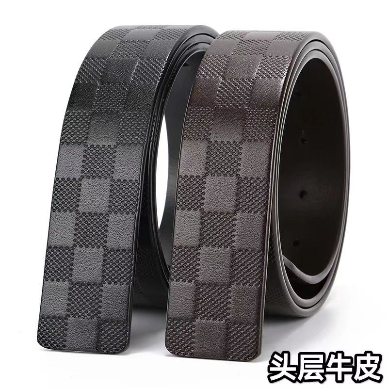 男款真皮不带头压格带身皮带条不带扣头耐磨打孔自动带裤腰带