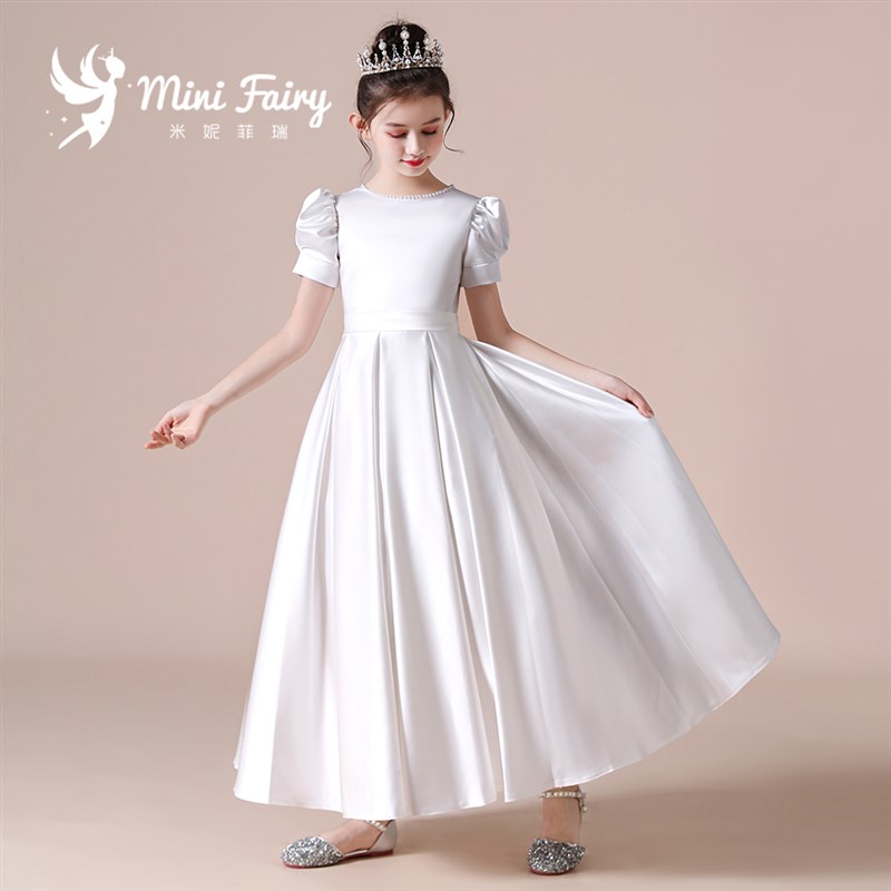 女童白色小礼服公主裙女童高端管乐团音乐会钢琴演出服晚礼服裙