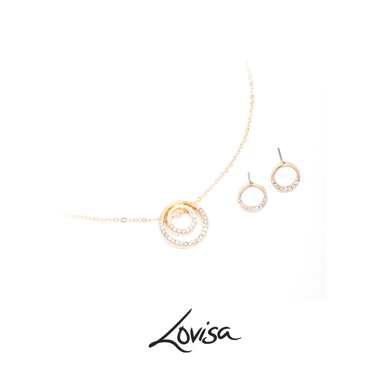 高级轻奢小众圆环项链锁骨链吊坠组合套装个性气质网红颈链戒指