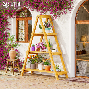 花架子绿萝置物架实木质多层阳台室内外多肉三层花盆架客厅落地式