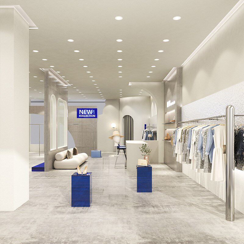 服装店展示架不锈钢新款货架陈列道具女装店简约时尚上墙壁挂衣架