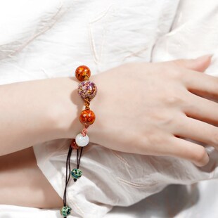 非遗大漆珠 工艺手工民族风编绳手链镶嵌螺钿手串DIY配饰配件饰品