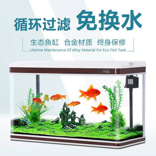 创海鱼缸客厅小型家用桌面创意懒C人生态鱼缸免换水族箱玻璃长方