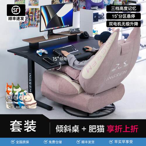 INGREM电动肥猫沙发家用摇摇椅+倾斜电动升降桌