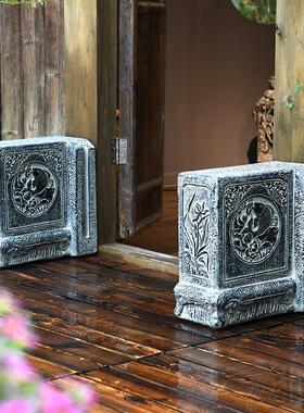 仿古中式摆件门墩抱鼓石门当户对别墅庭院子大门口装饰仿石雕摆设