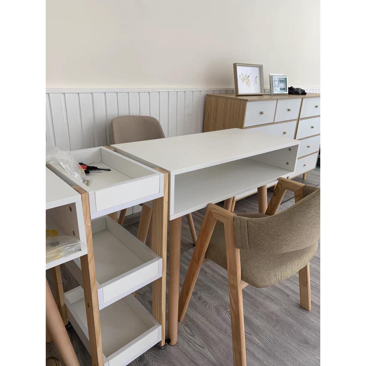 全新简约现代日本实木美甲桌单人双层双层美甲桌