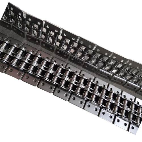 06B-2不锈钢双排炼条4分5分08B双侧弯板带孔 尼龙滚珠双节距炼条