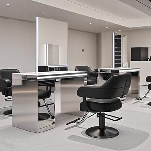 网红理发店镜子发廊专用高端美发烫染桌子时尚剪发镜台双面四面