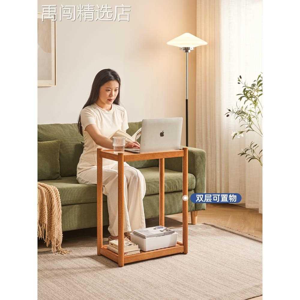 带轮可移动边几实木沙发侧边柜小茶几小户型方桌茶台迷你方几角几