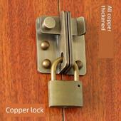 中式 家用滑动门锁门闩全铜锁头闩挂锁 木门锁彷古纯铜扣老式