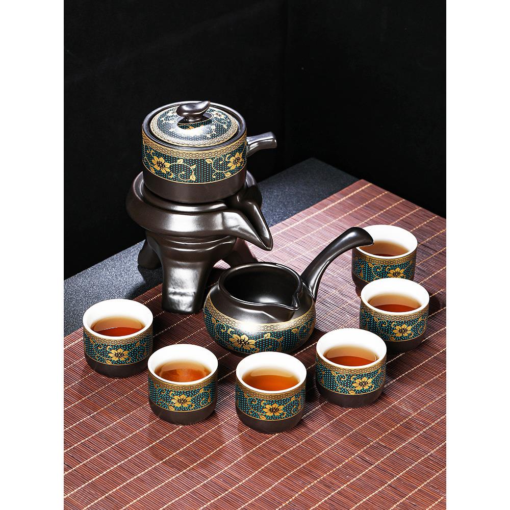 德化景德镇懒人茶具套组家用防烫茶壶陶瓷功夫茶杯石磨半自动冲茶