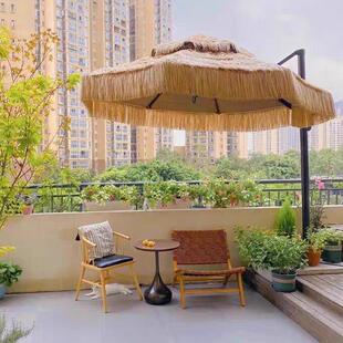 户外草垛草顶草屋遮阳伞庭院露营茅草装饰民宿摆摊沙滩稻草遮阳伞