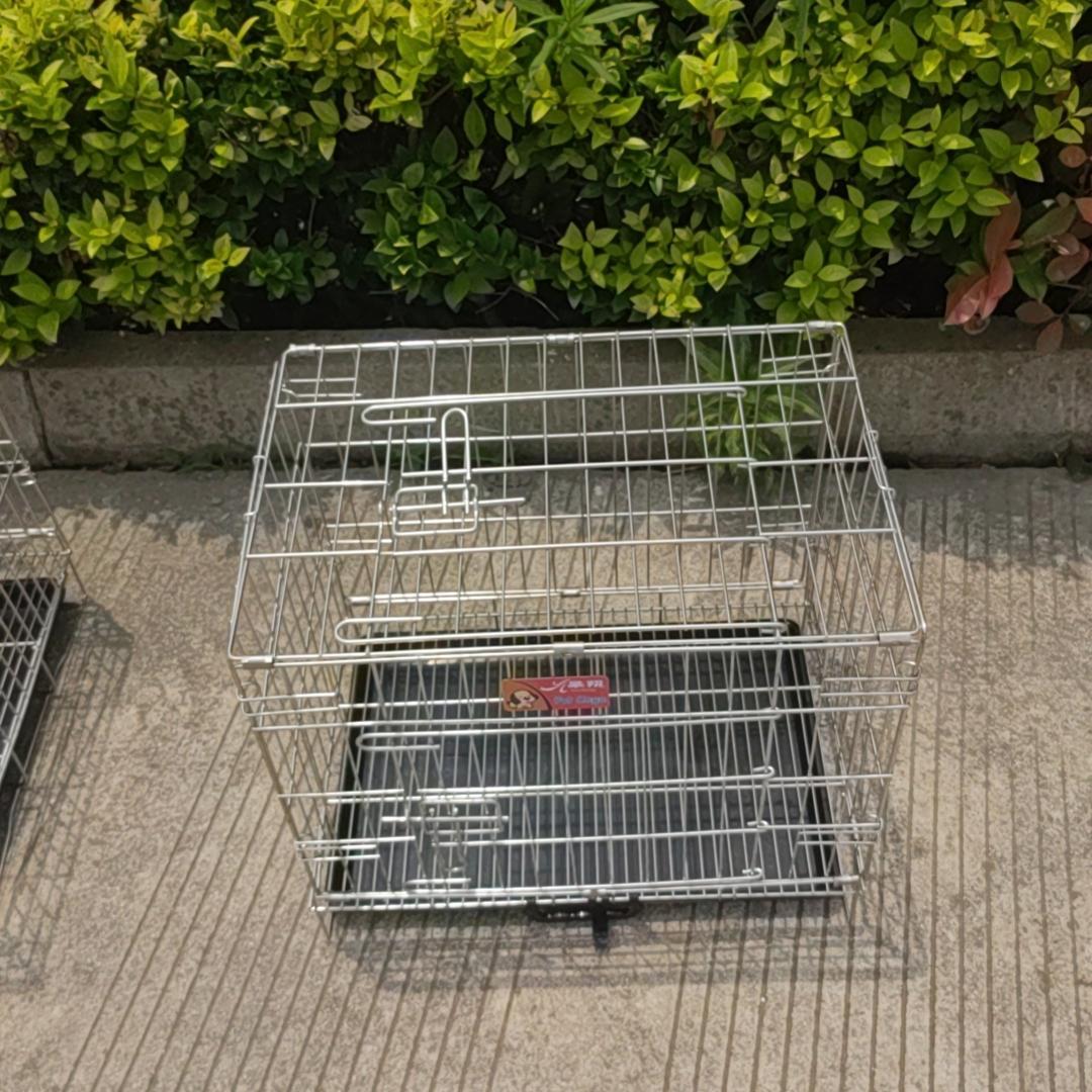 304不锈钢狗笼子折叠便携泰迪室内外带厕所加固加粗中小型宠物笼